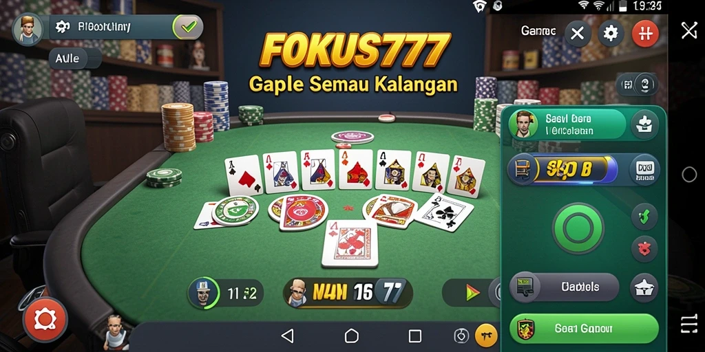 Tampilan gameplay Gaple yang seru di FOKUS777.