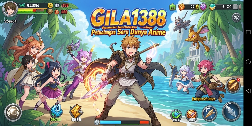 Tampilan gameplay seru GILA138 yang menampilkan karakter anime.