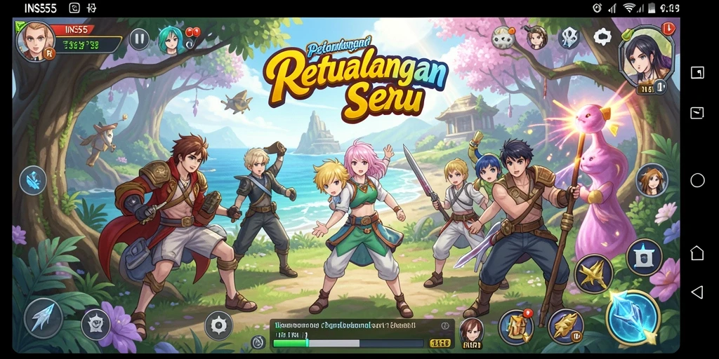Screenshot menunjukkan karakter Anime dalam pertempuran epik.