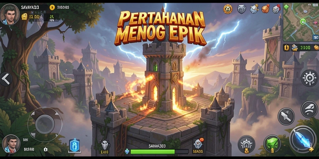 Screenshot utama SAVAYA303 menampilkan aksi seru Tower Defense.