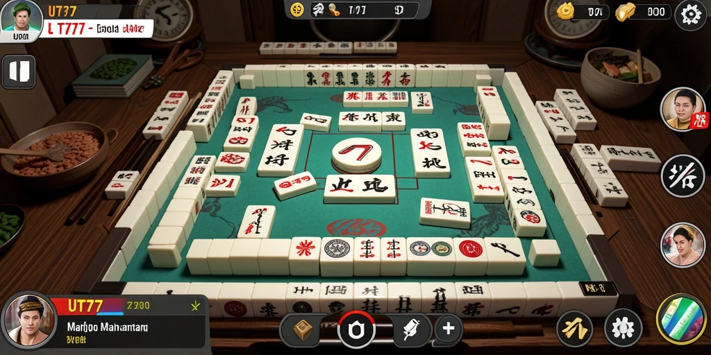 Screenshot UT77 menampilkan gameplay Mahjong yang menarik dan seru.